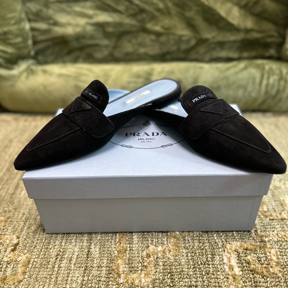 Prada Women's Black Suede Loafers
